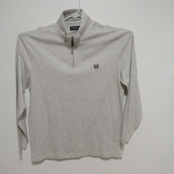 Chaps Sweater *NWT 1/4 Zip Pullover Preppy Casual Light Gray Men's size XL - Picture 2 of 7